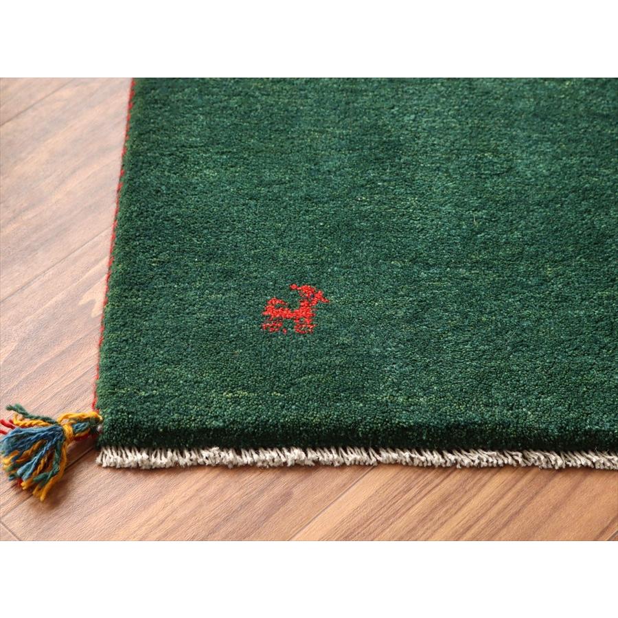 ギャッベ イラン産手織りラグ 90x60cm グリーン シンプルモチーフ |  | 03