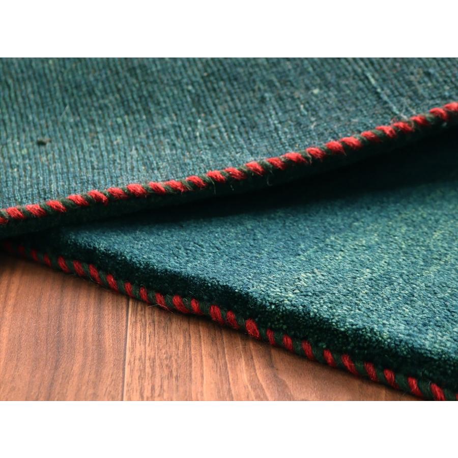 ギャッベ イラン産手織りラグ 90x60cm グリーン シンプルモチーフ |  | 04