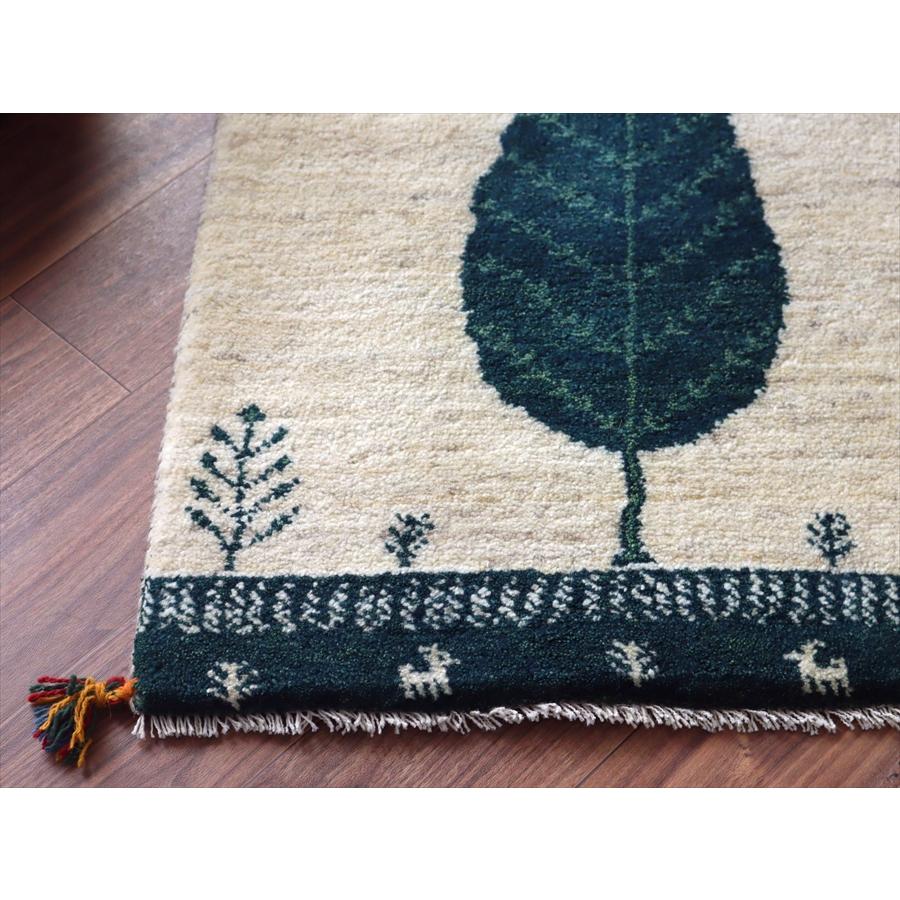 ギャッベ イラン産手織りラグ 88x62cm 糸杉の樹 アイボリー＆グリーン |  | 02