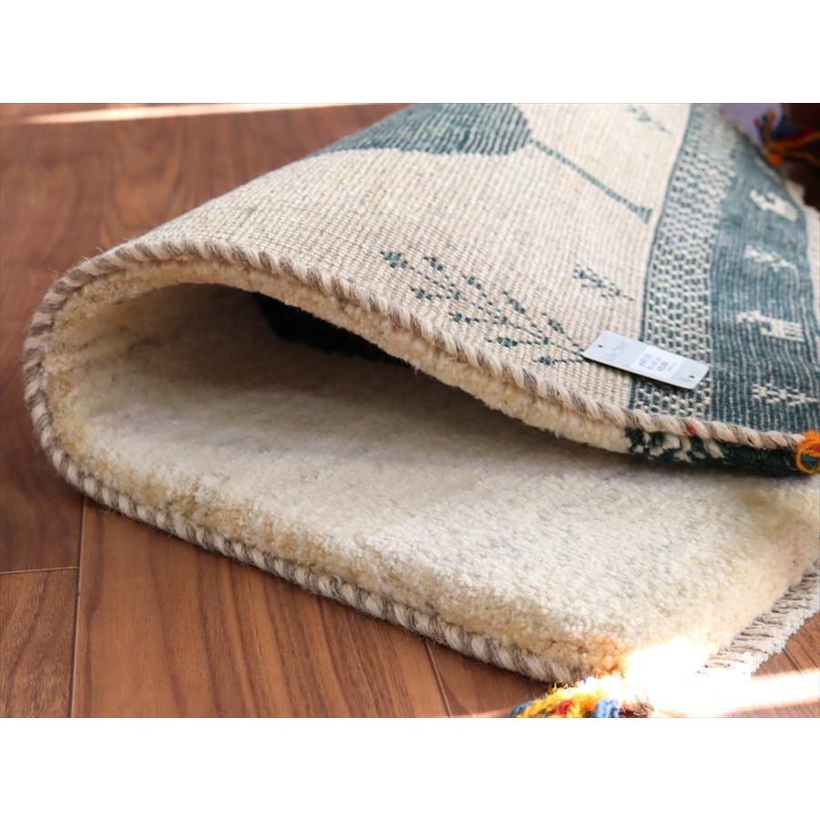 ギャッベ イラン産手織りラグ 88x62cm 糸杉の樹 アイボリー＆グリーン |  | 04