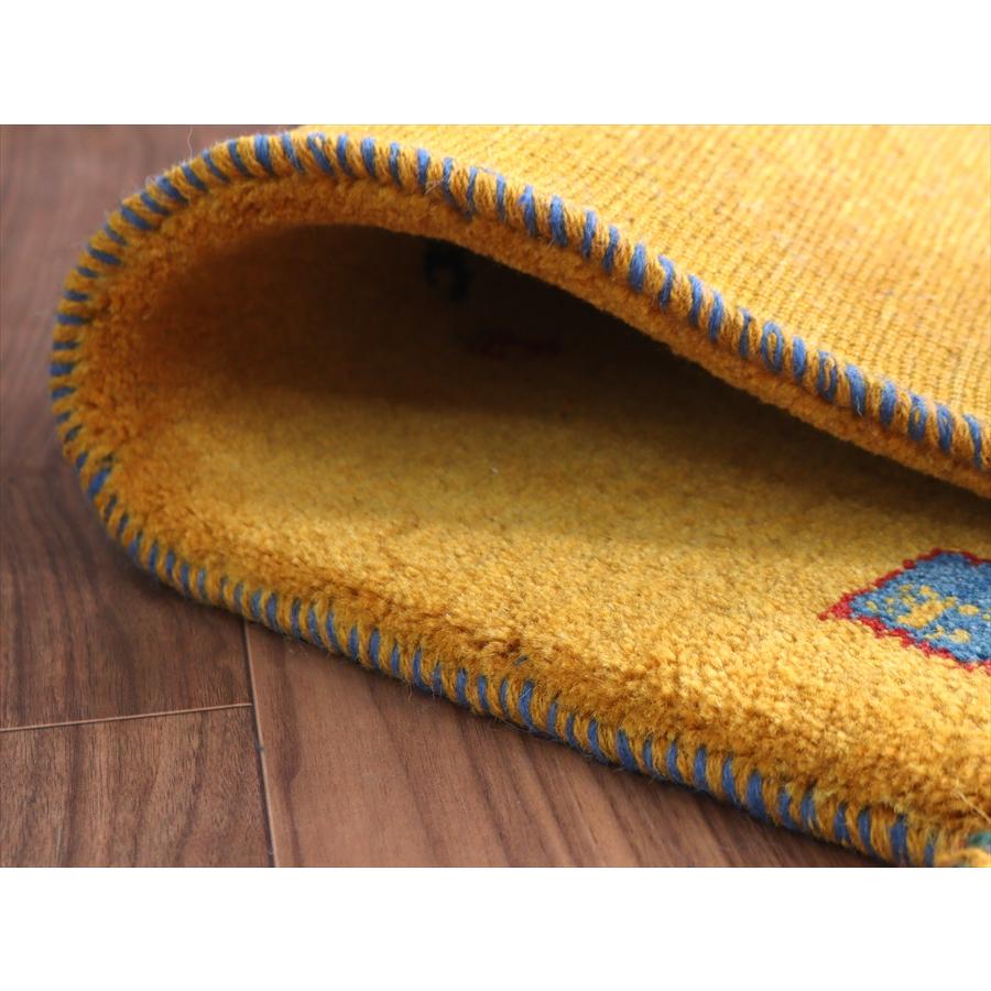 ギャッベ イラン産手織りラグ 90x65cm イエロー タイル |  | 04