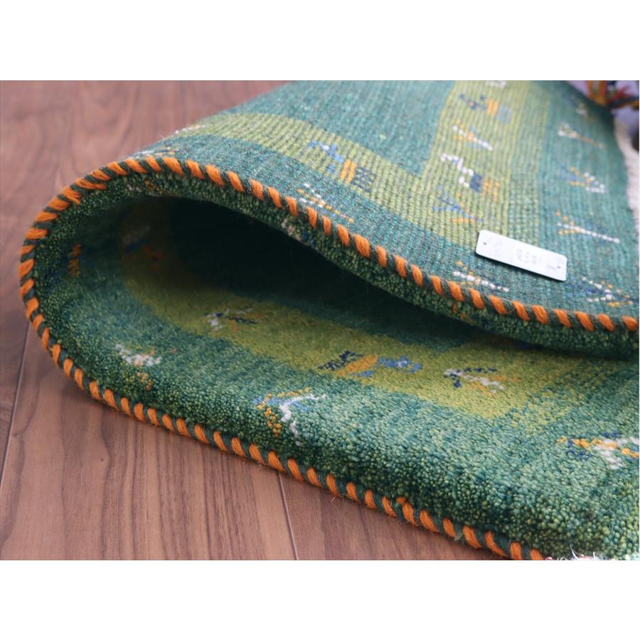 ギャッベ イラン産手織りラグ 90x60cm グリーン 動物と植物 |  | 04