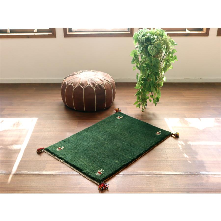 ギャッベ イラン産手織りラグ 88x60cm グリーン シンプルモチーフ |  | 01