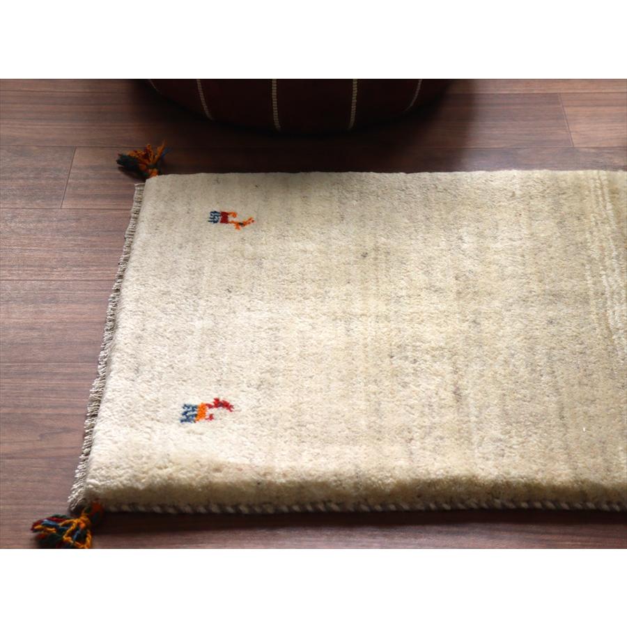 ギャッベ イラン産手織りラグ 87x60cm シンプルデザイン アイボリー |  | 03