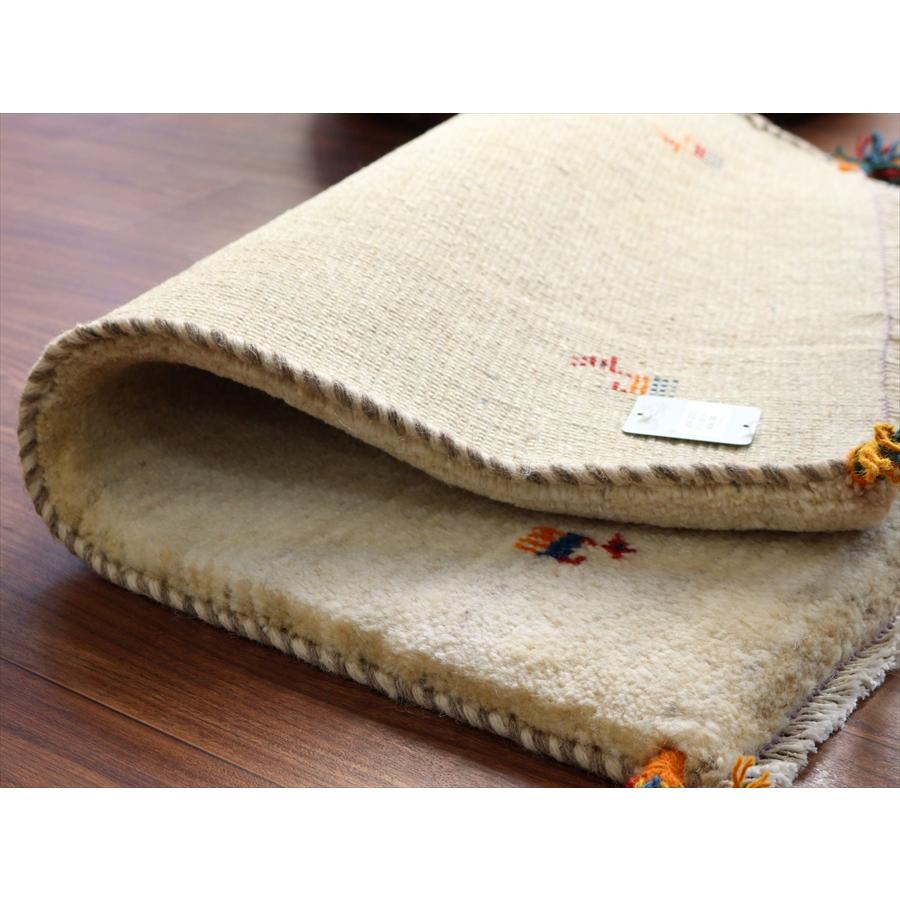 ギャッベ イラン産手織りラグ 87x60cm シンプルデザイン アイボリー |  | 04