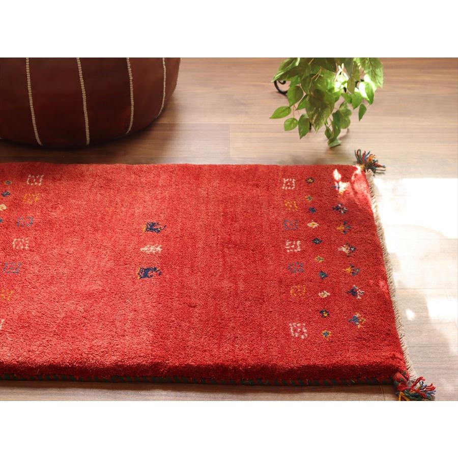 ギャッベ イラン産手織りラグ 86x60cm レッド 動物と植物 |  | 02