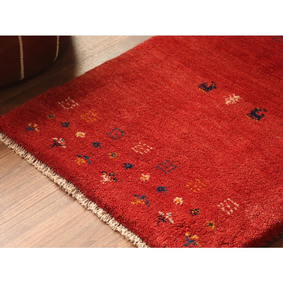 ギャッベ イラン産手織りラグ 86x60cm レッド 動物と植物 |  | 03