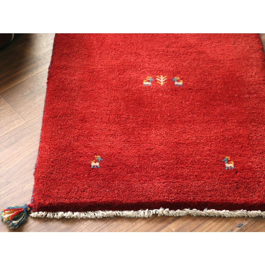 ギャッベ イラン産手織りラグ 90x64cm シンプルデザイン レッド |  | 03