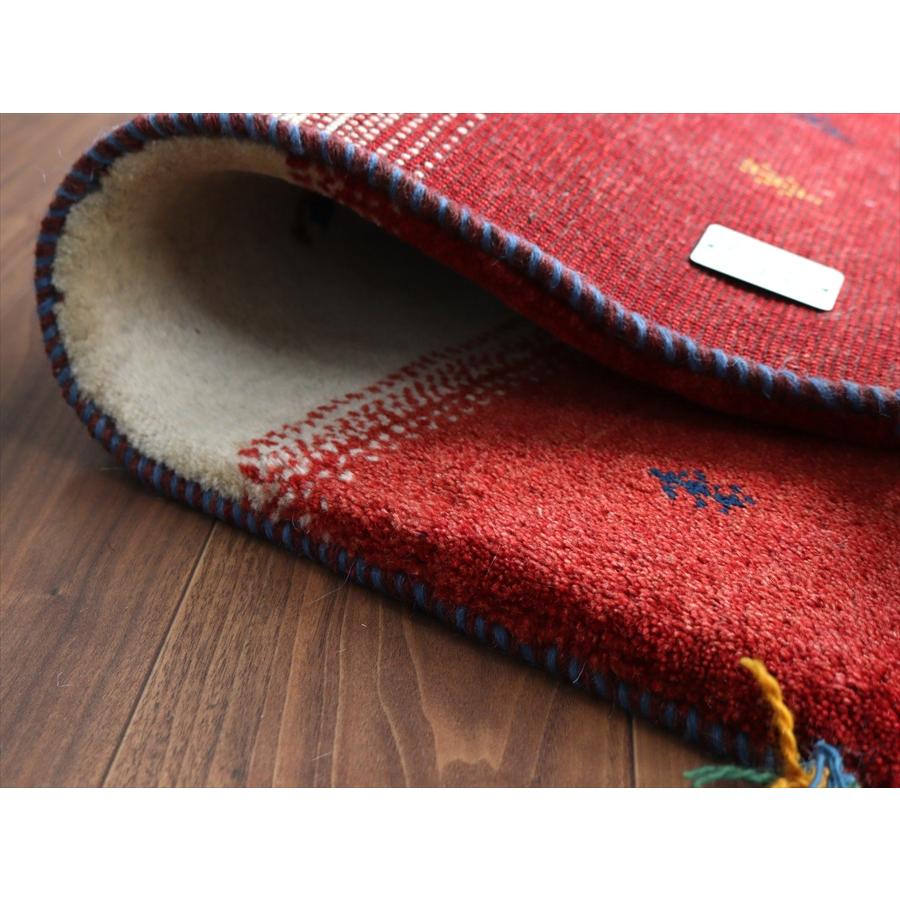 ギャッベ イラン産手織りラグ 85x63cm ラクダのキャラバン レッド＆アイボリー |  | 04