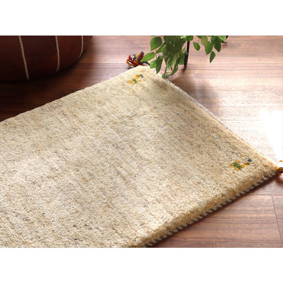 ギャッベ イラン産手織りラグ 90x60cm アイボリー シンプルデザイン |  | 02