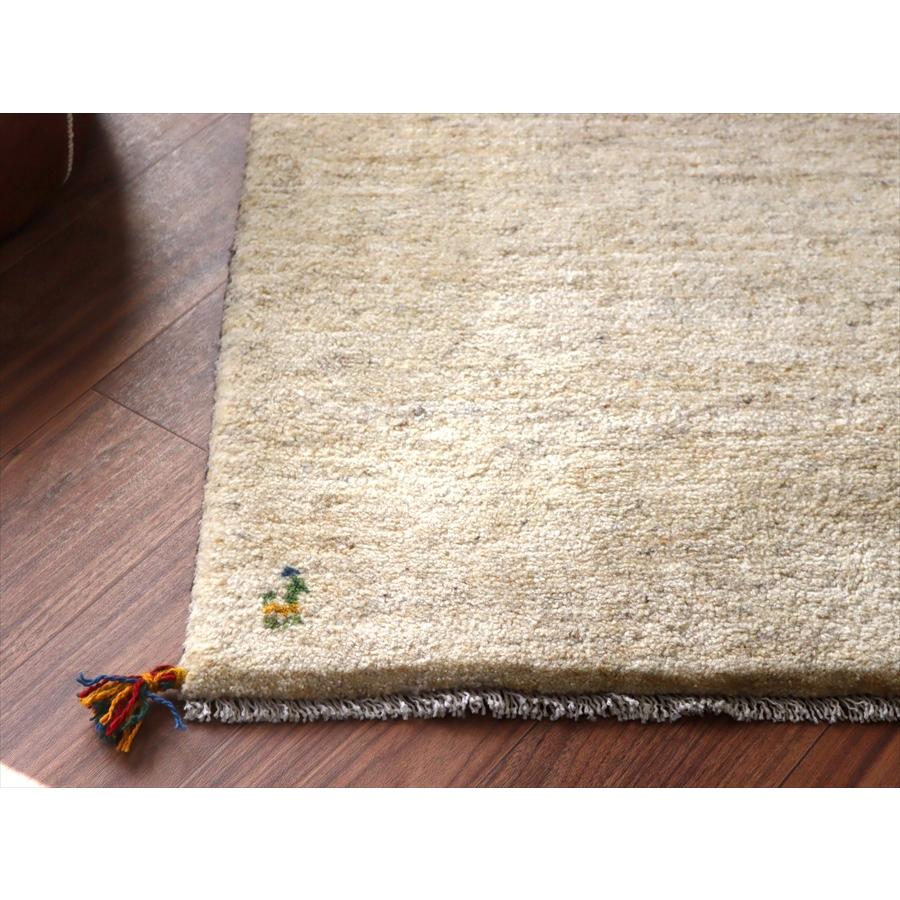 ギャッベ イラン産手織りラグ 90x60cm アイボリー シンプルデザイン |  | 03