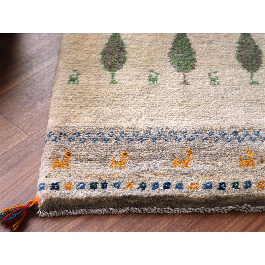 ギャッベ イラン産手織りラグ 88x58cm 動物と植物 アイボリー |  | 03