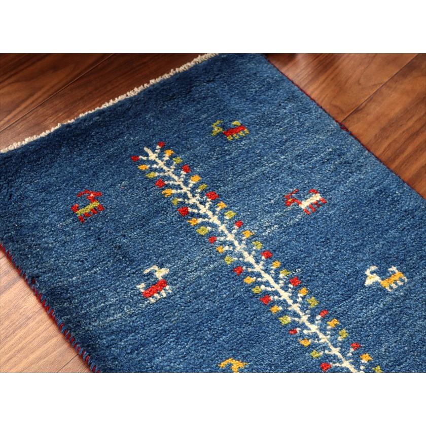 ギャッベ ミニギャベ イラン産 62×43cm ブルー 連なる生命の樹と動物 |  | 02