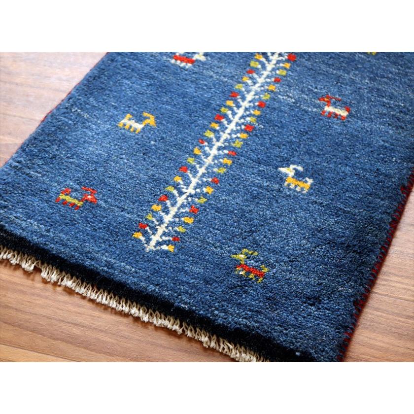 ギャッベ ミニギャベ イラン産 62×43cm ブルー 連なる生命の樹と動物 |  | 03