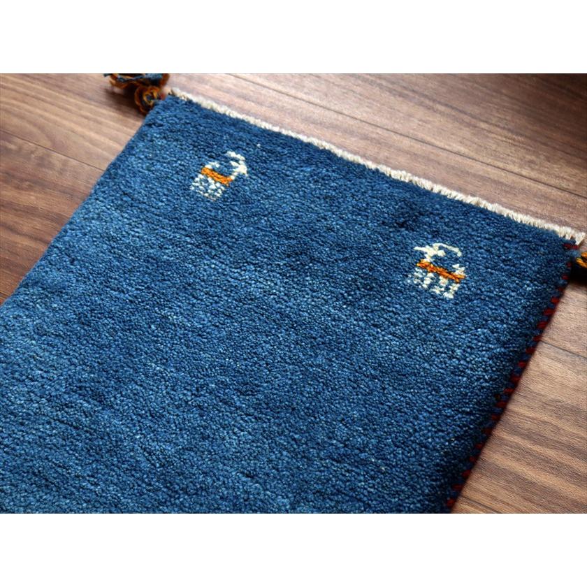 ギャッベ ミニギャベ イラン産 56×40cm ブルー 四隅に動物モチーフ |  | 02