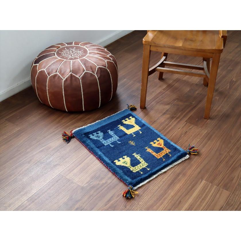 ギャッベ ミニギャベ イラン産 55×41cm ブルー 孔雀と生命の樹 |  | 01