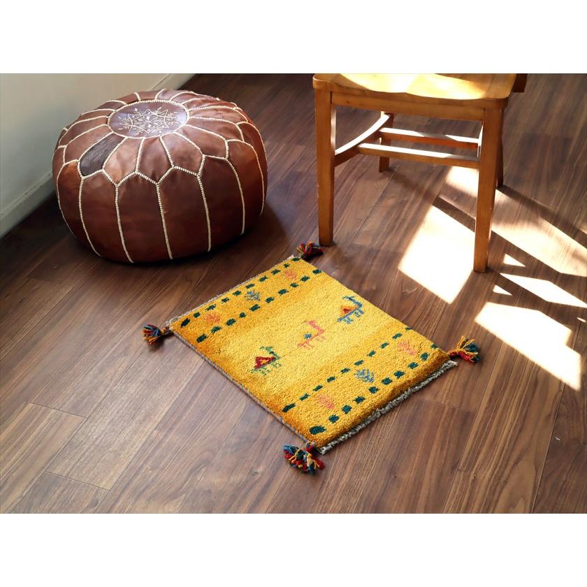 ギャッベ ミニギャベ イラン産 54×40cm イエローオレンジ ラクダと生命の樹 |  | 01