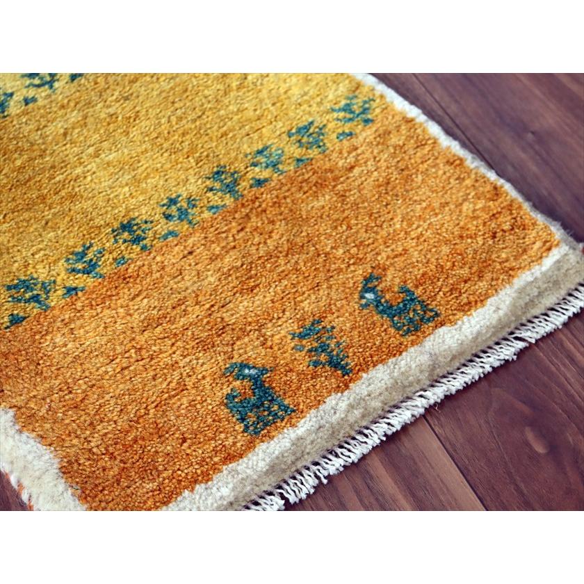 ギャッベ ミニギャベ イラン産 58×39cm イエローオレンジ 動物と生命の樹 |  | 03