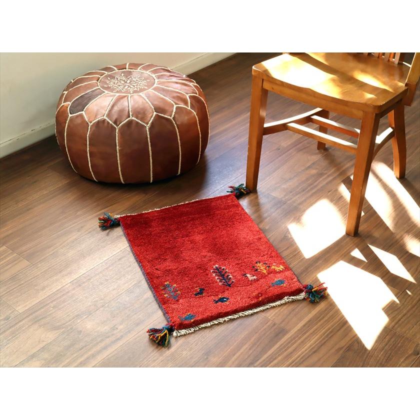 ギャッベ ミニギャベ イラン産 56×42cm レッド 生命の樹と動物と魚 |  | 01