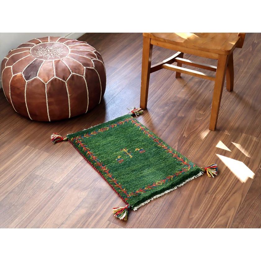 ギャッベ ミニギャベ イラン産 59×40cm グリーン 連なる生命の樹と動物 |  | 01