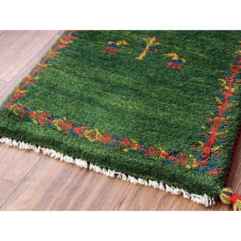 ギャッベ ミニギャベ イラン産 59×40cm グリーン 連なる生命の樹と動物 |  | 03