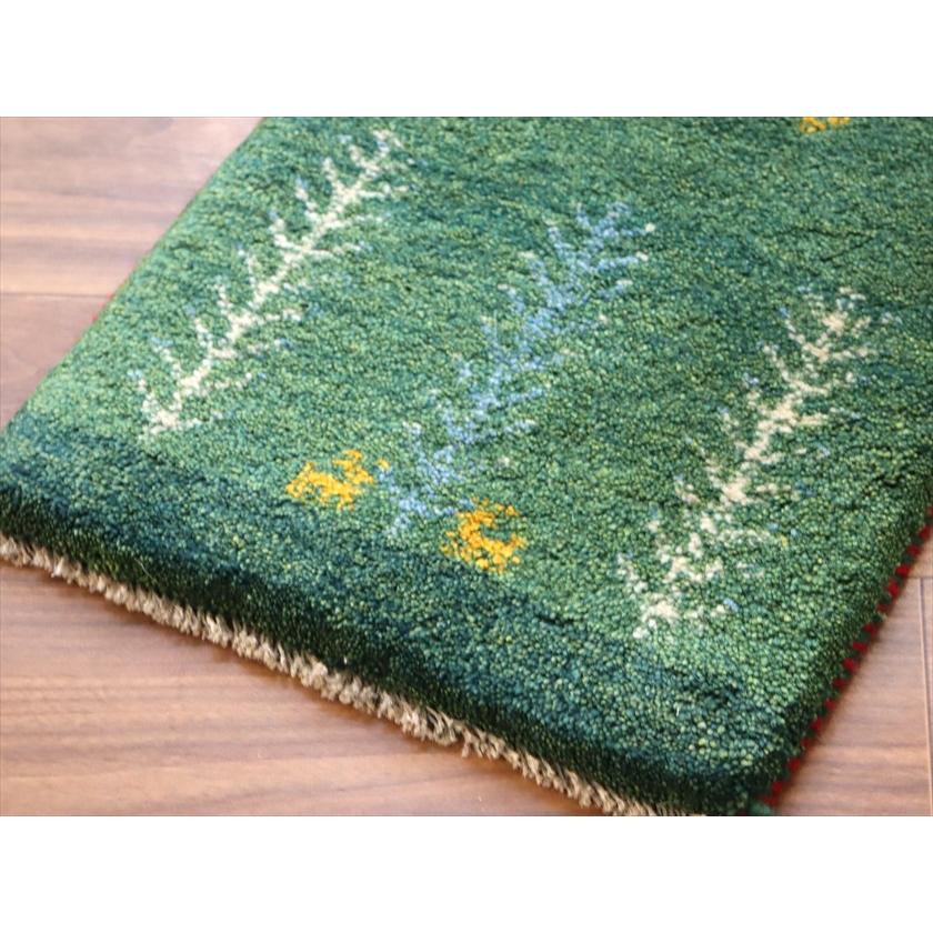 ギャッベ ミニギャベ イラン産 58×41cm グリーン 連なる生命の樹と動物 |  | 03