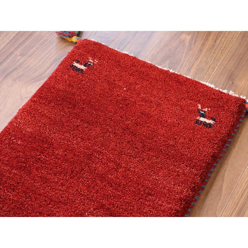 ギャッベ ミニギャベ イラン産 60×41cm レッド 四隅に動物モチーフ |  | 02