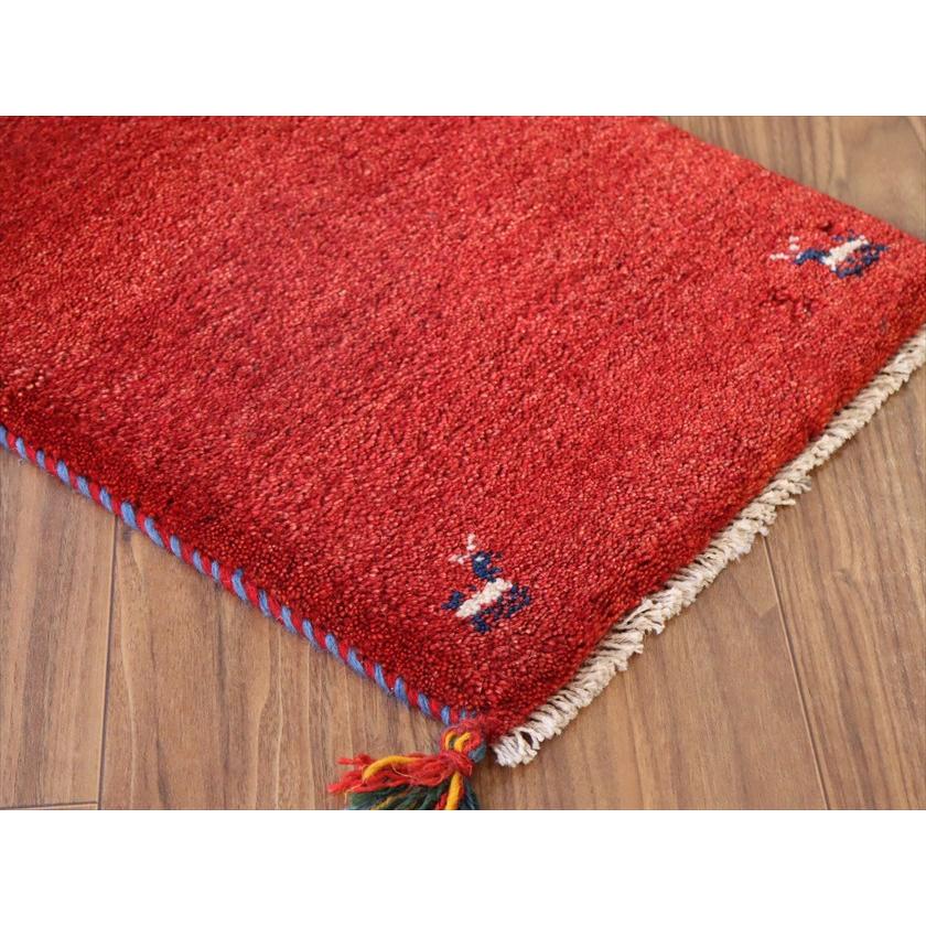 ギャッベ ミニギャベ イラン産 60×41cm レッド 四隅に動物モチーフ |  | 03