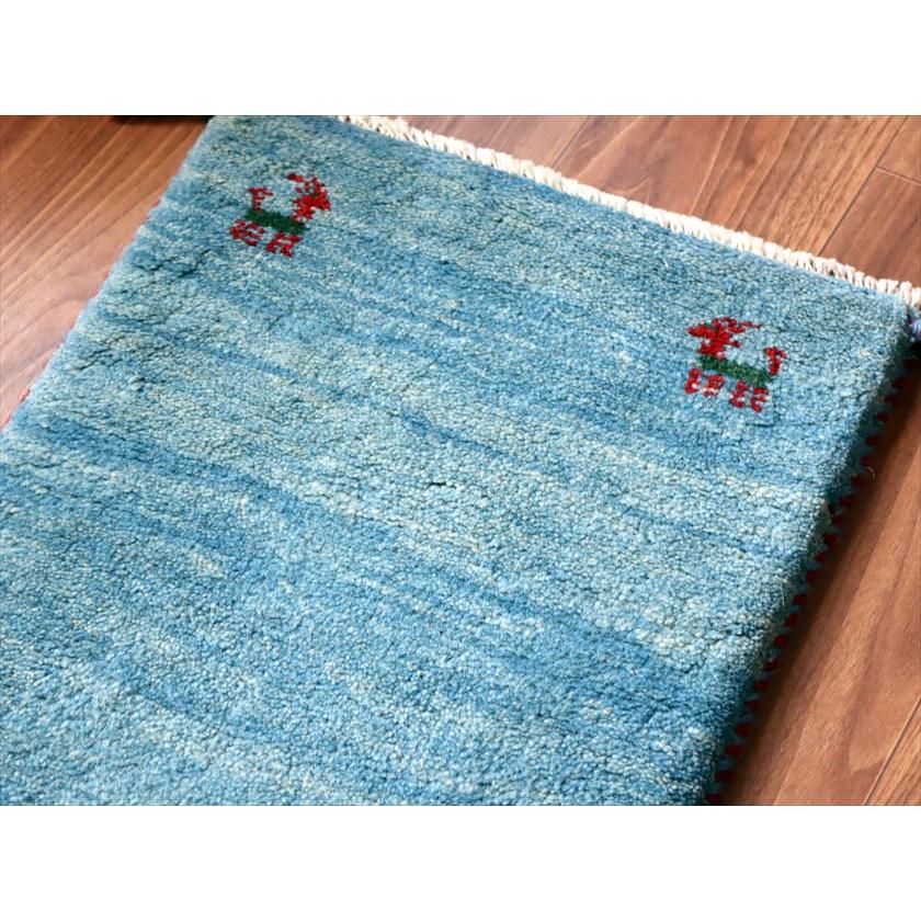 ギャッベ ミニギャベ イラン産 54×40cm ブルー 動物モチーフ |  | 02