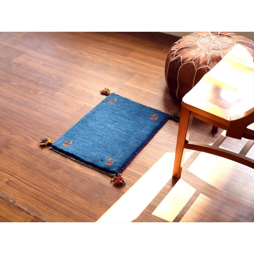 ギャッベ ミニギャベ イラン産 55×42cm ブルー 動物モチーフ |  | 01