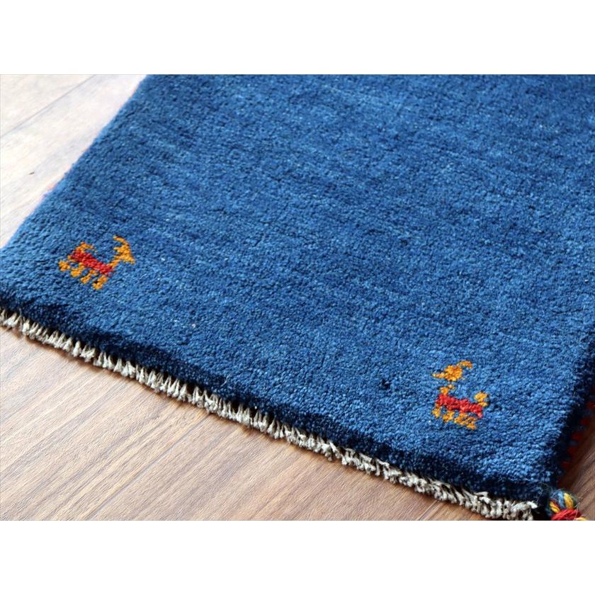 ギャッベ ミニギャベ イラン産 55×42cm ブルー 動物モチーフ |  | 03