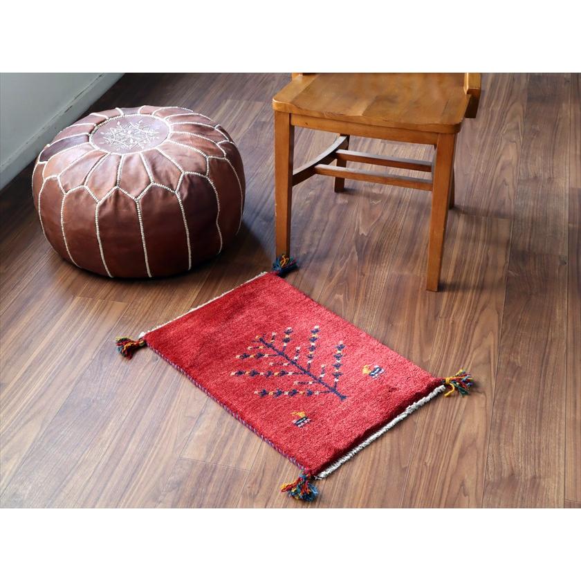 ギャッベ ミニギャベ イラン産 60×41cm レッド 生命の樹と動物 |  | 01