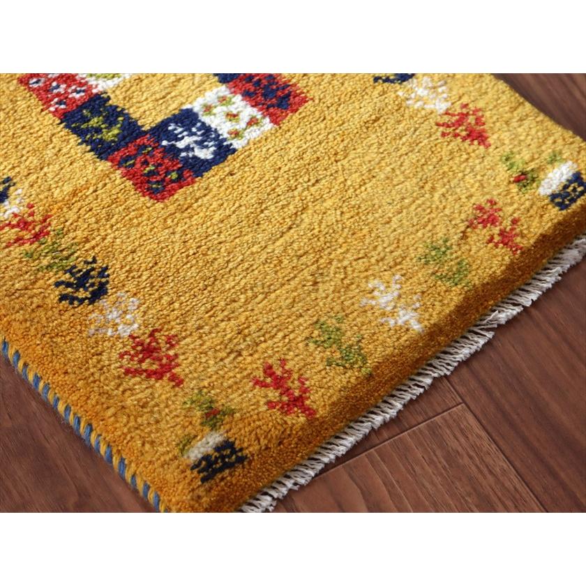 ギャッベ ミニギャベ イラン産 58×42cm イエロー 連なる生命の樹と動物 |  | 03