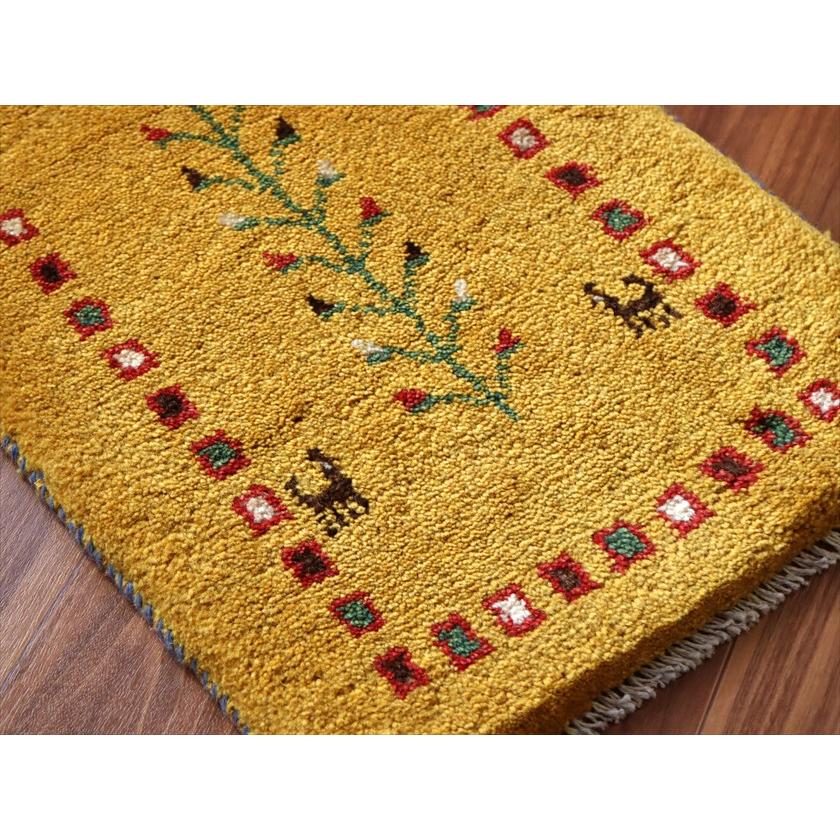 ギャッベ ミニギャベ イラン産 60×42cm イエロー 連なる生命の樹と動物 |  | 03