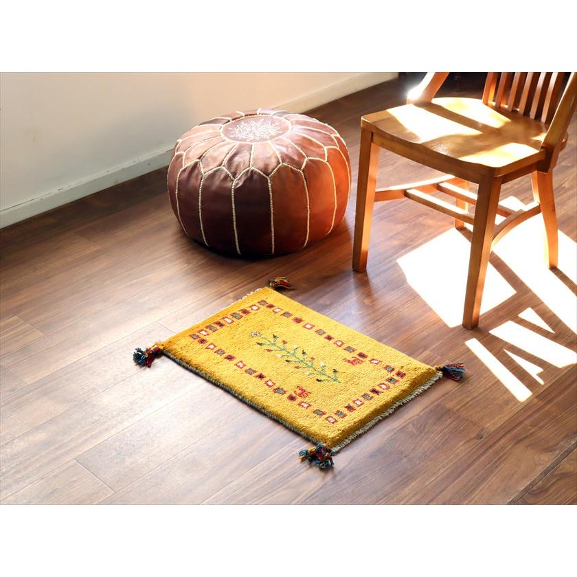 ギャッベ ミニギャベ イラン産 60×40cm イエロー 連なる生命の樹と動物 |  | 01