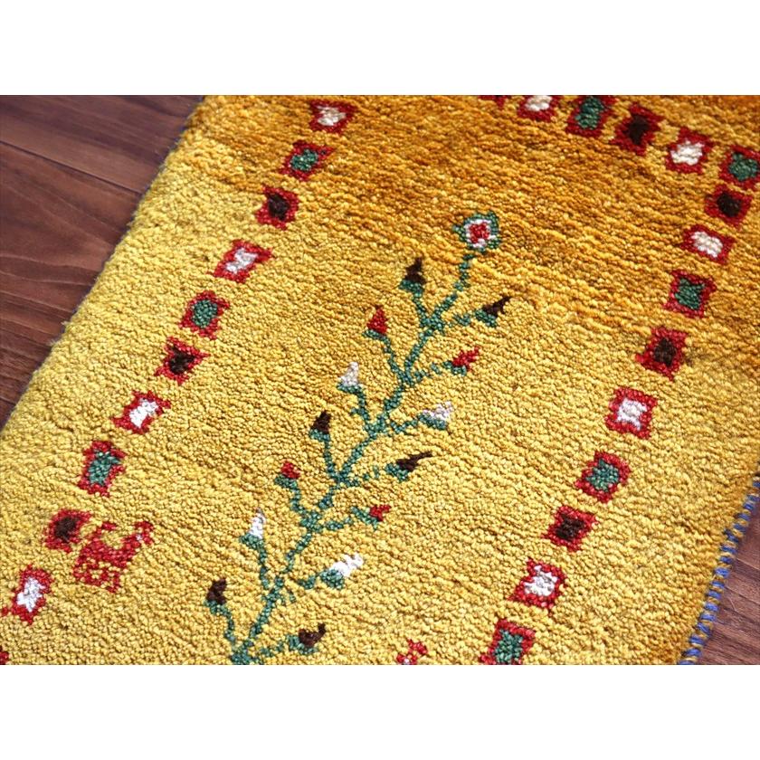 ギャッベ ミニギャベ イラン産 60×40cm イエロー 連なる生命の樹と動物 |  | 02