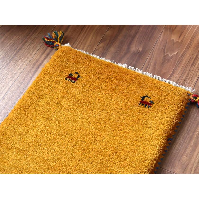 ギャッベ ミニギャベ イラン産 59×41cm イエローオレンジ 動物モチーフ |  | 02