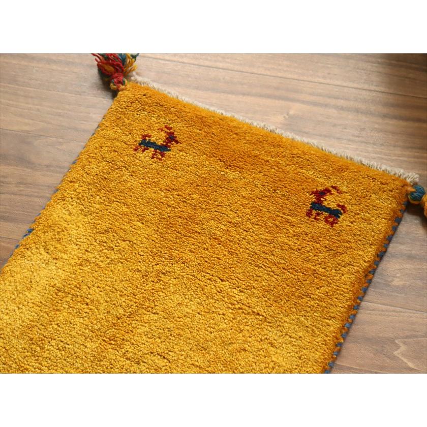 ギャッベ ミニギャベ イラン産 56×38cm イエローオレンジ 動物モチーフ |  | 02