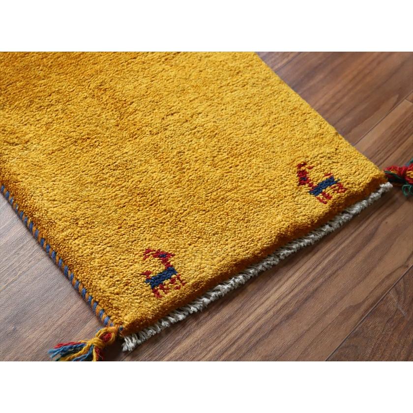 ギャッベ ミニギャベ イラン産 56×38cm イエローオレンジ 動物モチーフ |  | 03