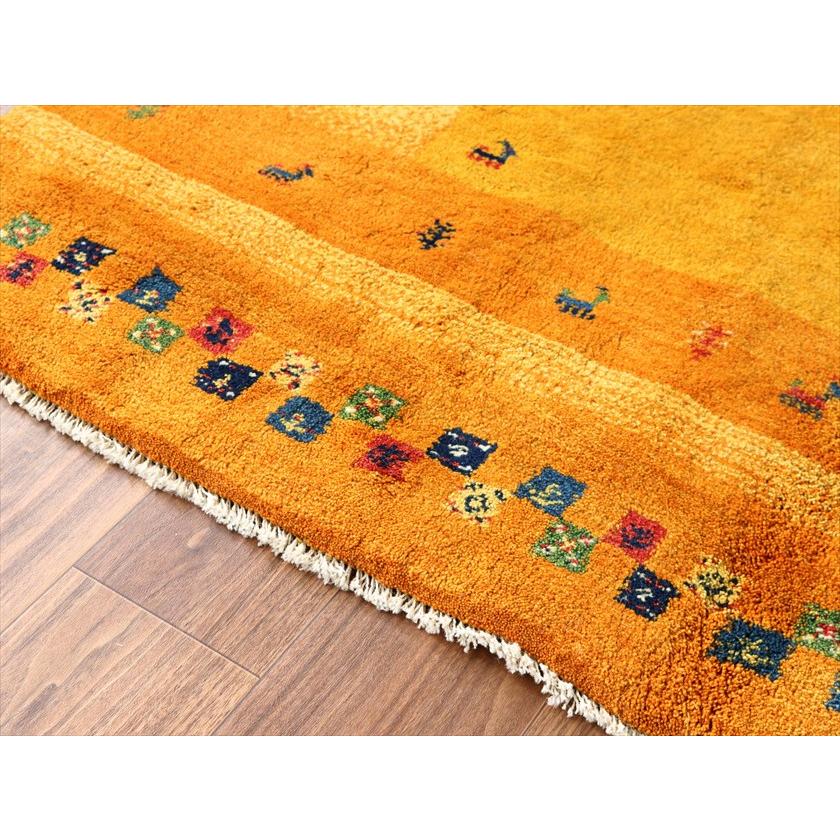 ギャッベ Gabbeh イエローオレンジ  183×155cm イラン産 カラフルな動物を生命の樹 |  | 06