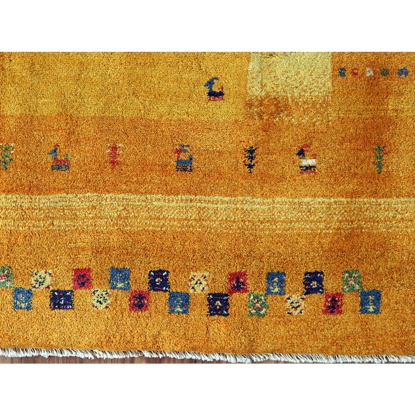 ギャッベ Gabbeh イエローオレンジ  183×155cm イラン産 カラフルな動物を生命の樹 |  | 07