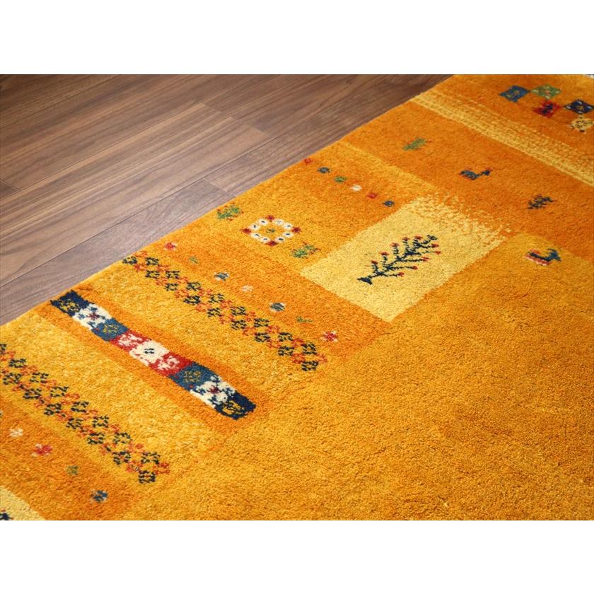 ギャッベ Gabbeh イエローオレンジ  183×155cm イラン産 カラフルな動物を生命の樹 |  | 08