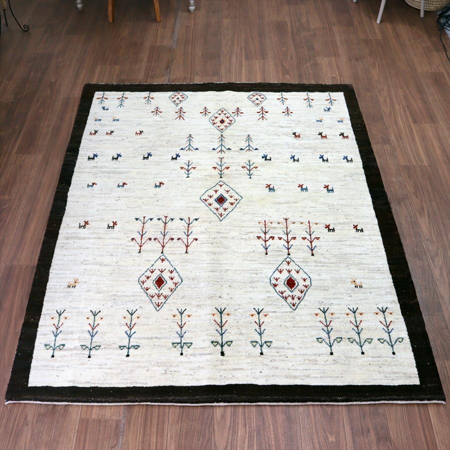 生命の樹と動物 ノマド 197x159cm イランの手織りラグ ギャッベ | 