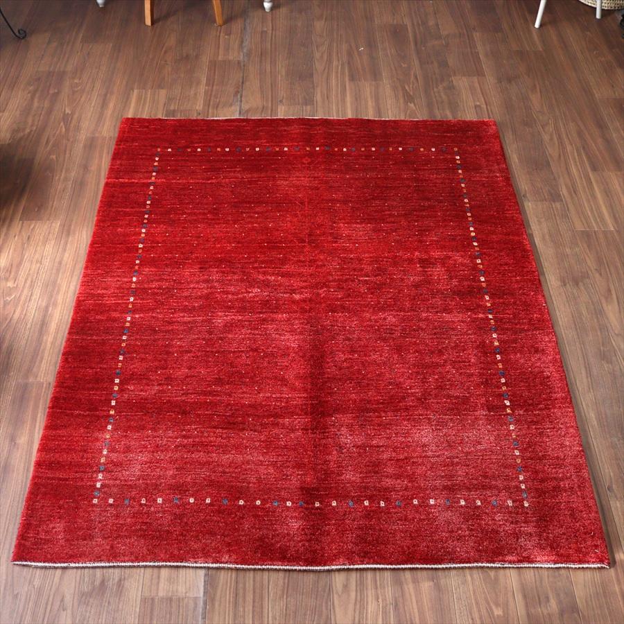 濃淡のあるレッド バナフシェ 195x153cm イランの手織りラグ ギャッベ | 