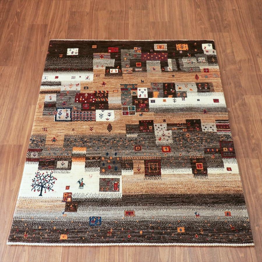 ギャッベ Nowbaft ノウバフト　手織り　イラン産ラグ 171x121cm 無染色モノトーン　モザイクパターン | 