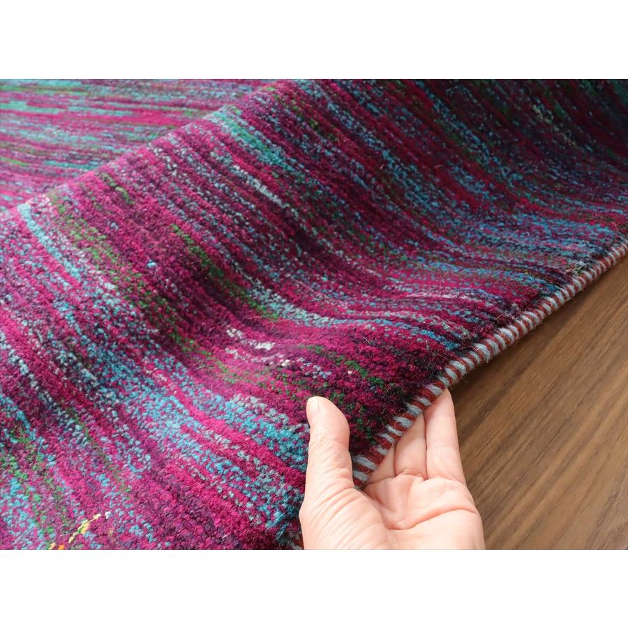 ギャッベ ノマド　 176x120cm ブルー＆パープル　ランダムミックス　イラン産手織り　Gabbeh Nomad |  | 09