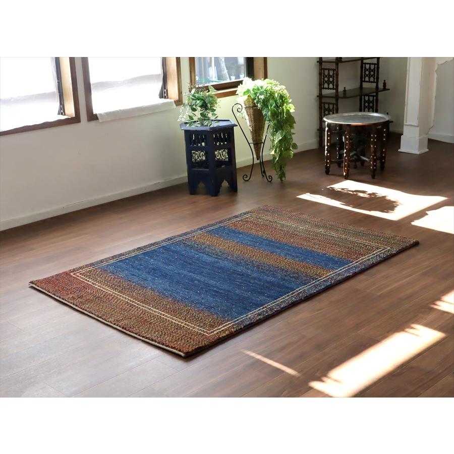 ギャッベ ノマド　 177x115cm ブルー　＆　ドットミックス　イラン産手織り　Gabbeh Nomad |  | 01