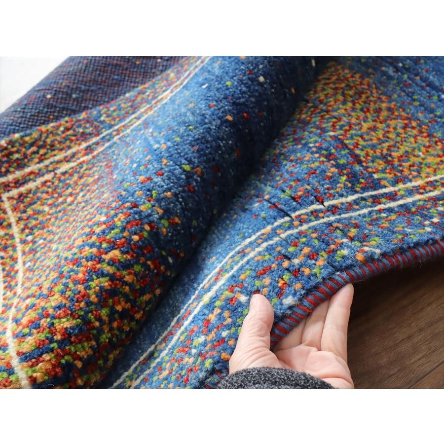 ギャッベ ノマド　 177x115cm ブルー　＆　ドットミックス　イラン産手織り　Gabbeh Nomad |  | 08