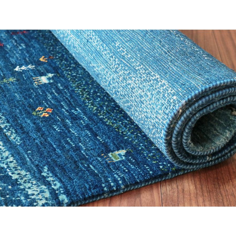 ギャッベ/バナフシェ　Banafsheh gabbeh,  179x126cm 村の風景　ブルーグラデーション |  | 10