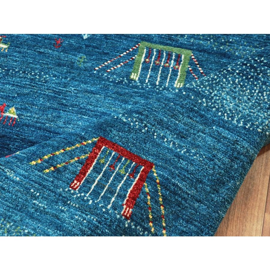 ギャッベ/バナフシェ　Banafsheh gabbeh,  179x126cm 村の風景　ブルーグラデーション |  | 12